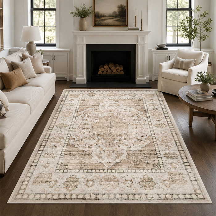 Antique Ivory Floral Rug