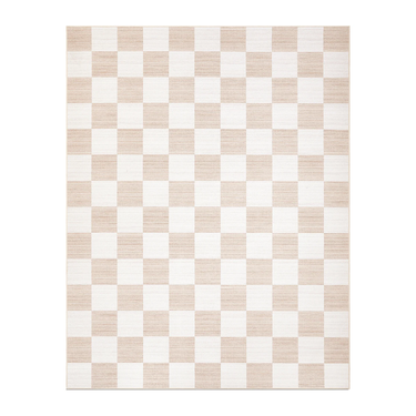 Checkered  Ivory & Natural Washable Rug