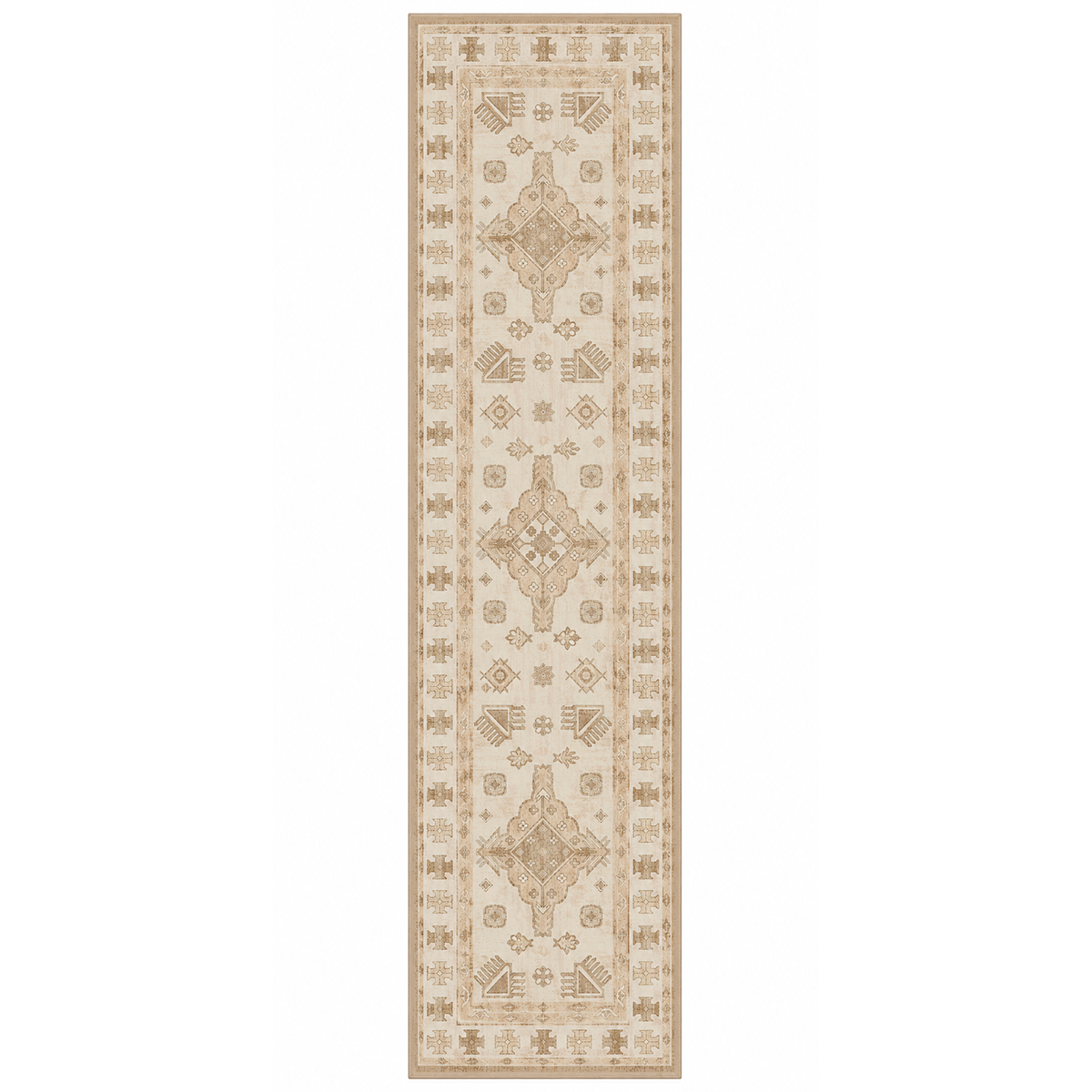 Vintage Tribal Medallion Rug – Camel & Ivory