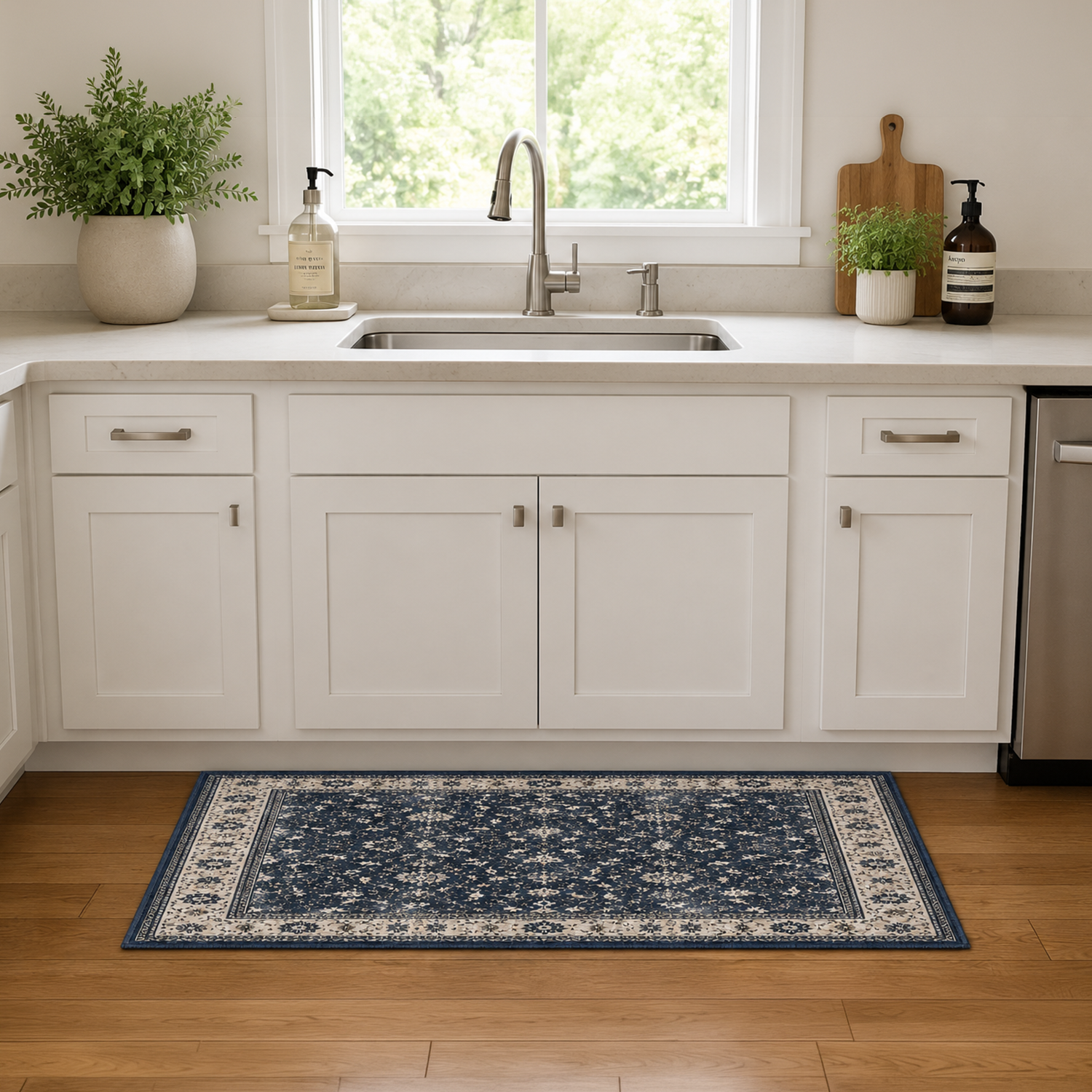 Vintage Midnight Eclipse Washable Rug | Entryway