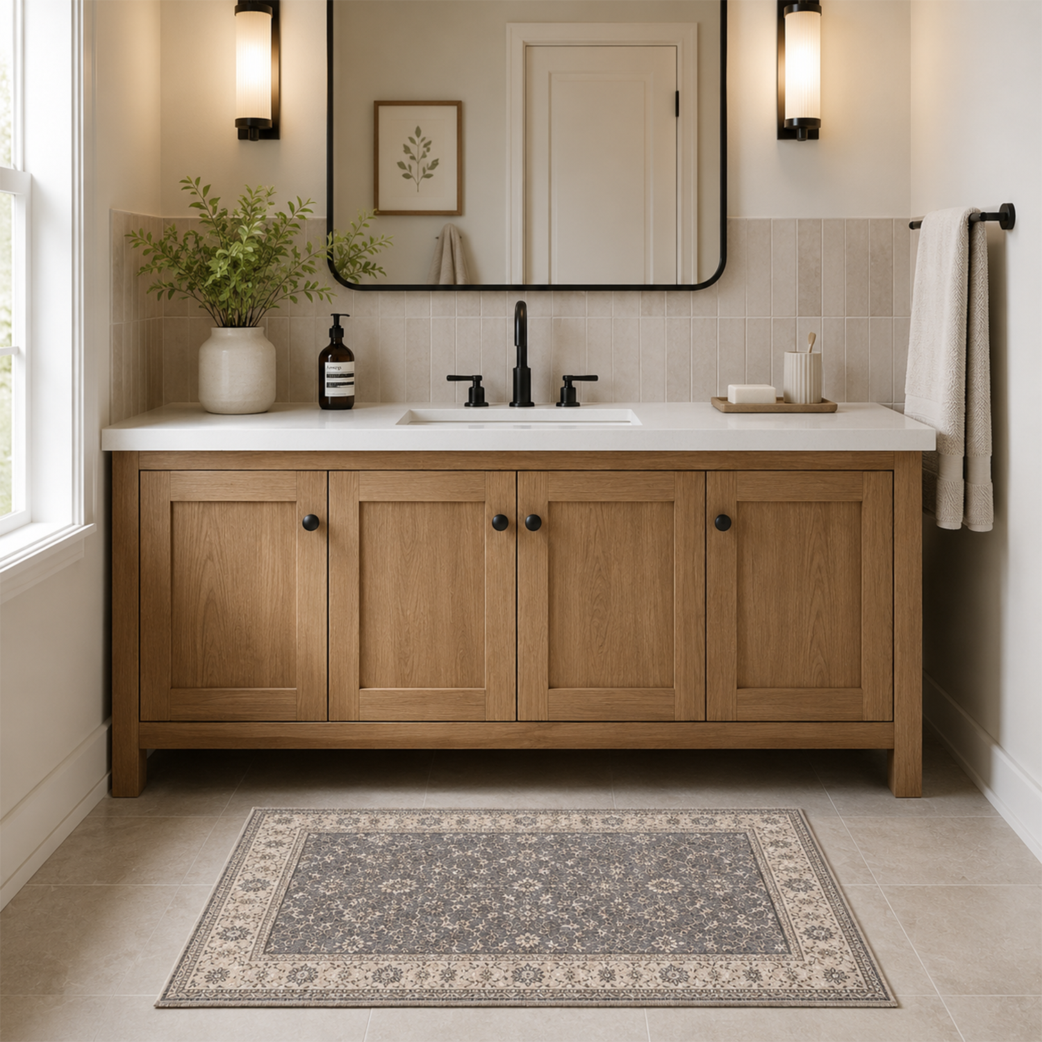 Vintage Grey & Multi Washable Rug | Entryway
