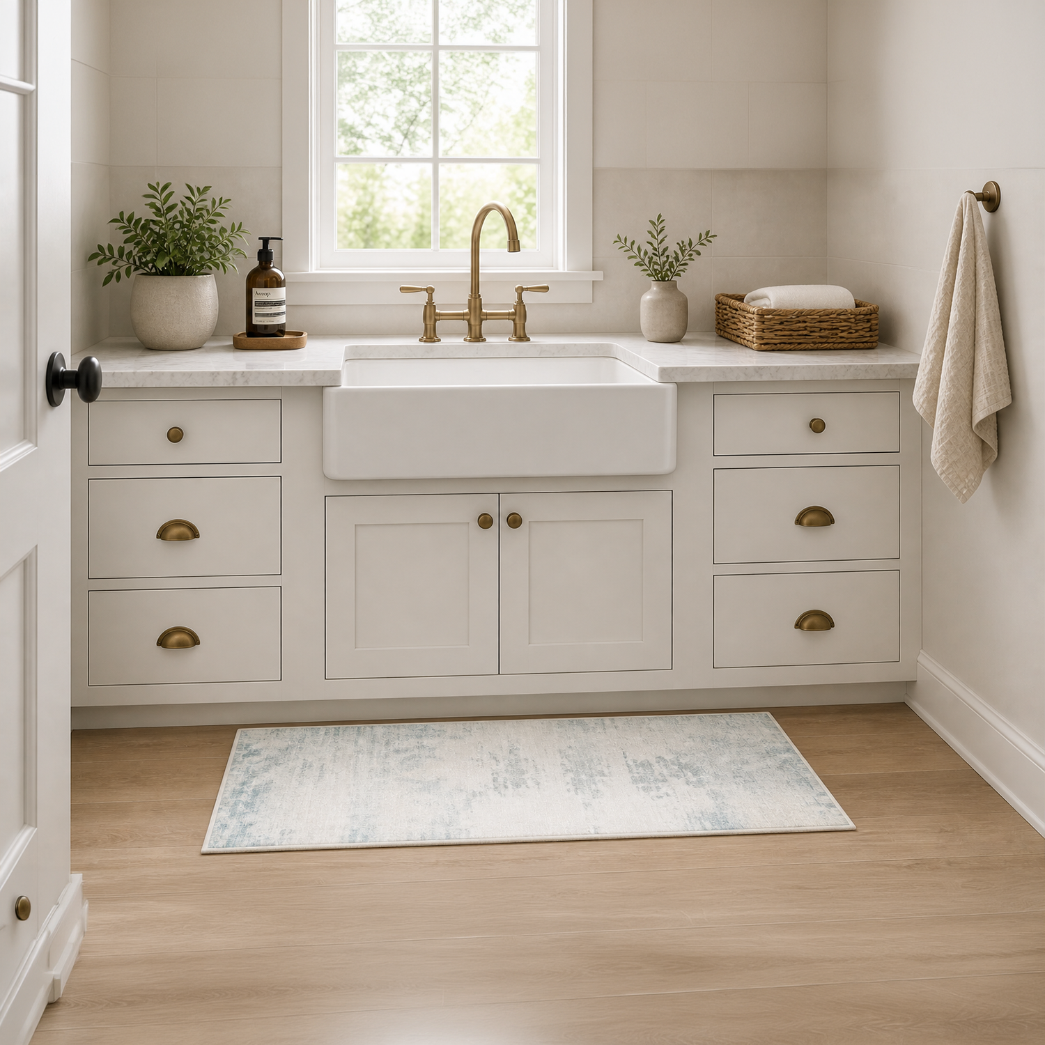 Sage Mist & Ivory Washable Rug | Entryway