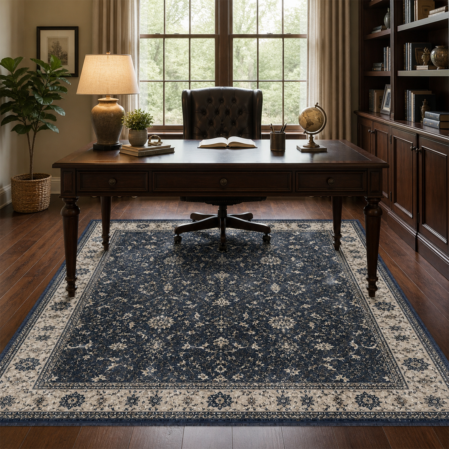 Vintage Midnight Eclipse Washable Rug | Office Room