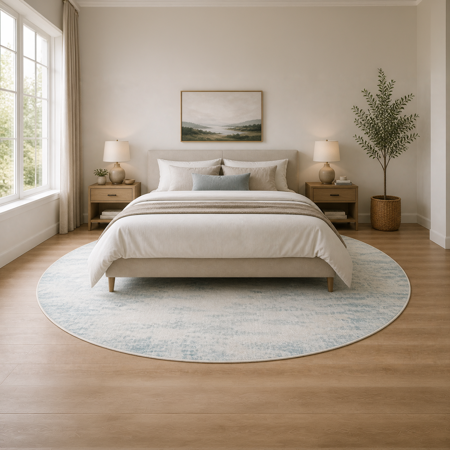 Sage Mist & Ivory Washable Rug | Bed Room