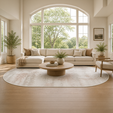 Soft Blush & Natural Washable Rug