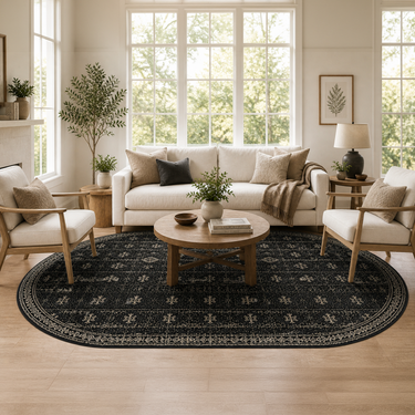 Midnight Geometric Washable Rug
