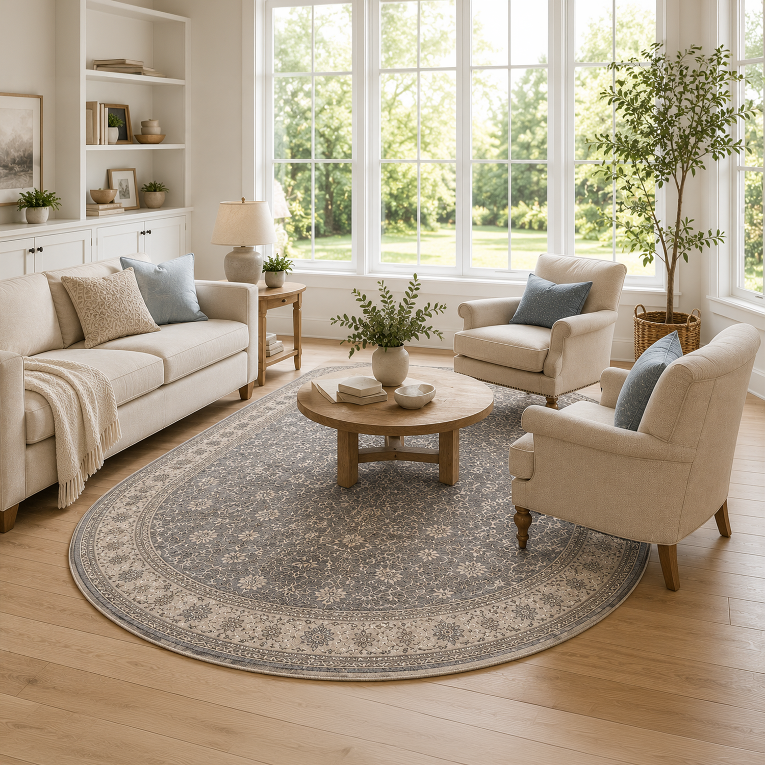 Vintage Grey & Multi Washable Rug | Living Room