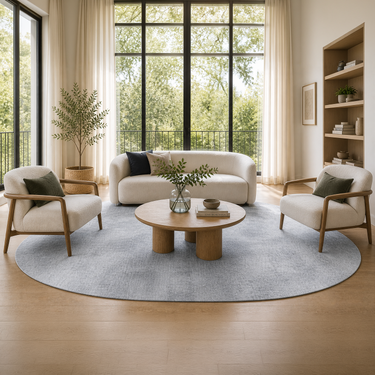 Mist Silver Abstract Washable Rug