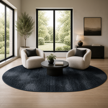 Deep Navy Modern Washable Rug