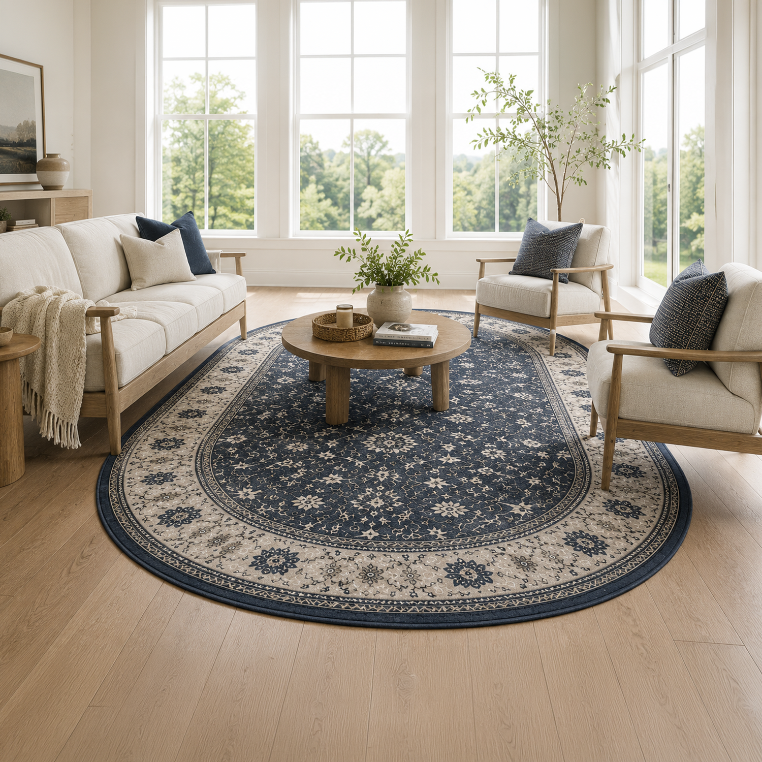 Vintage Midnight Eclipse Washable Rug | Living Room