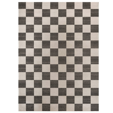 Checkered Black & White Washable Rug