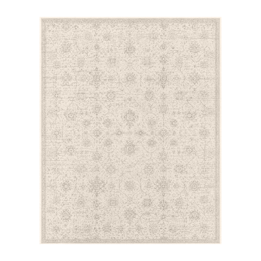 Ivory & Sand Floral Washable Rug