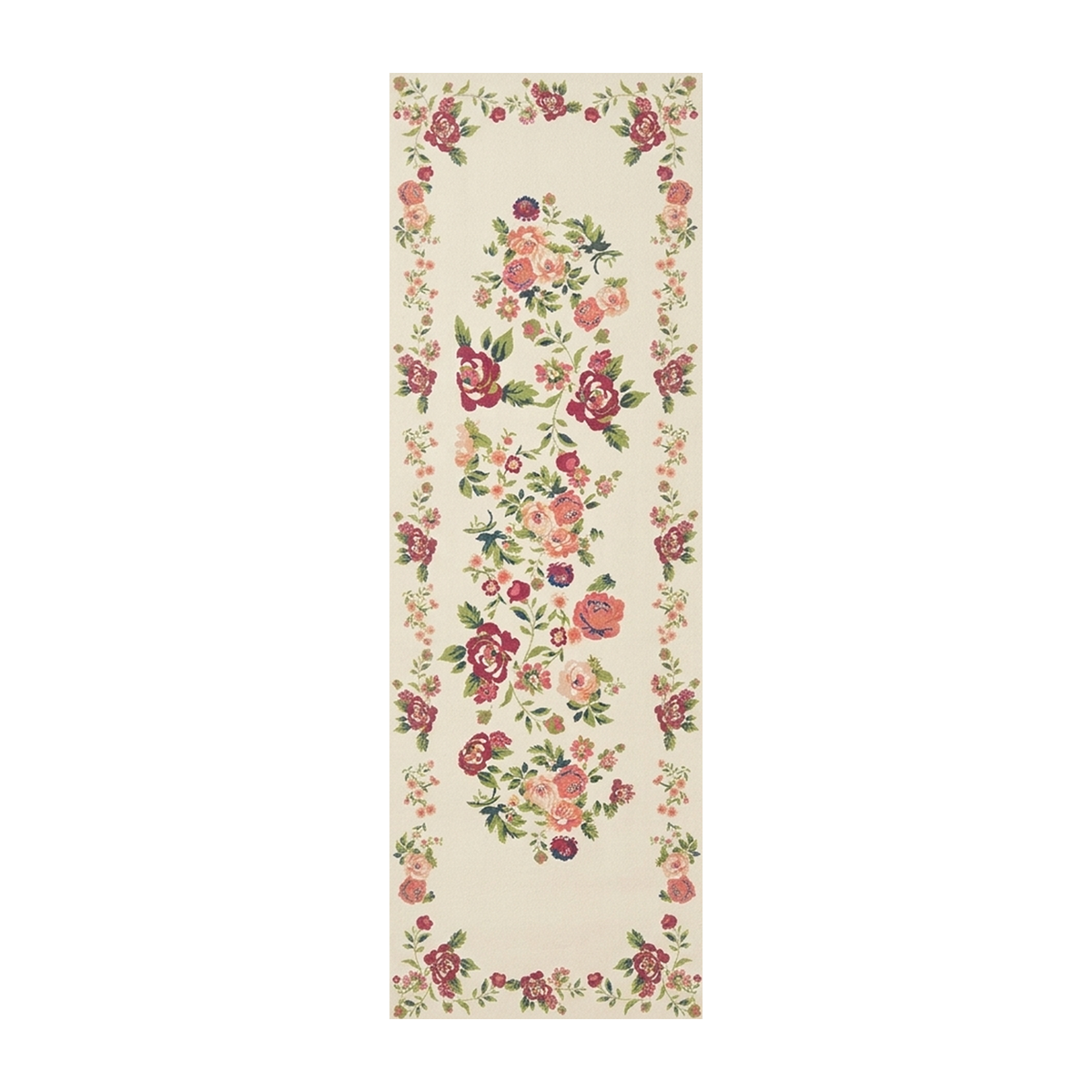 Vintage Rose Medallion Rug – Magenta & Ivory