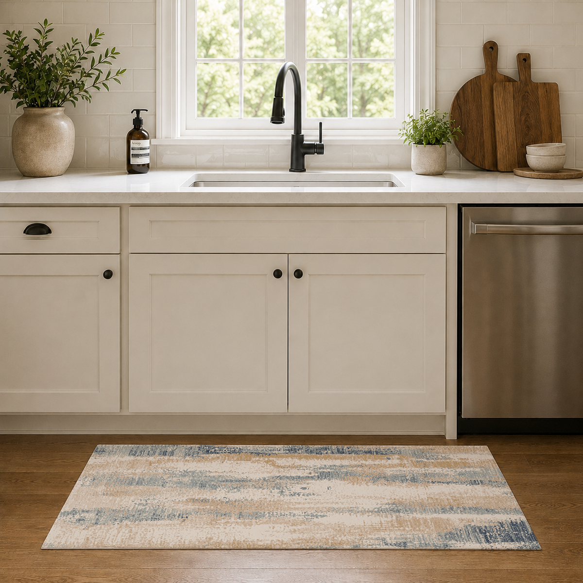 Coastal Blue Abstract Rug