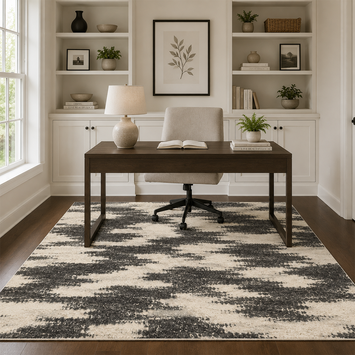 Charcoal Cloud Abstract Rug