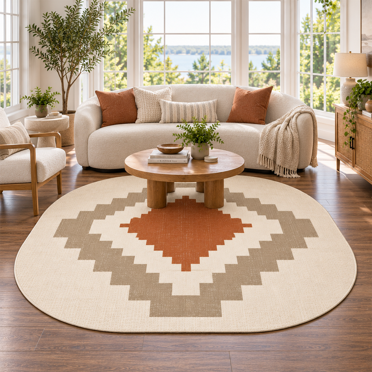 Terracotta Diamond Geo Rug