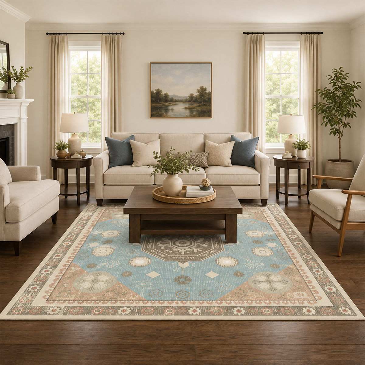 Boho Blue Medallion Rug