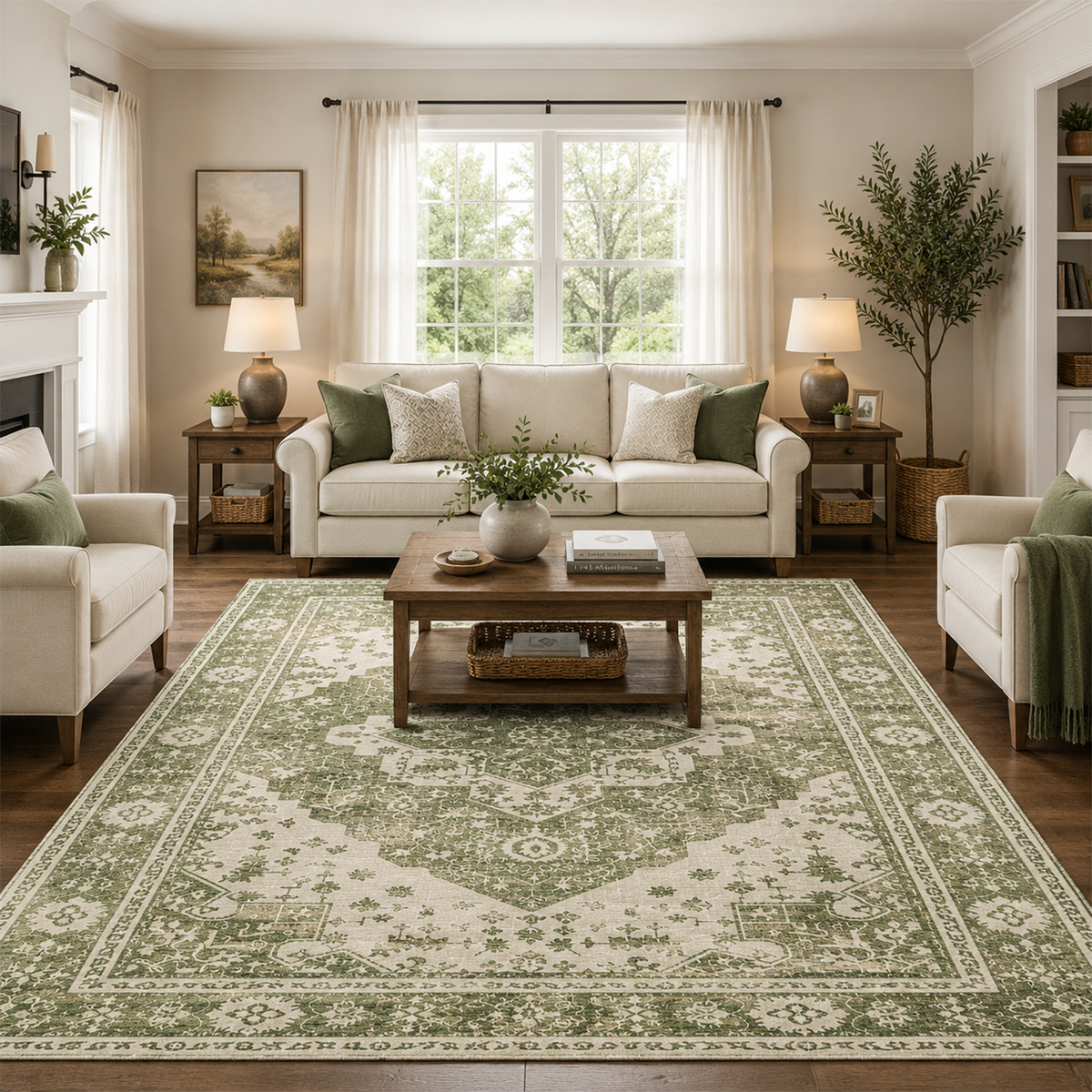 Moss Green Heritage Rug