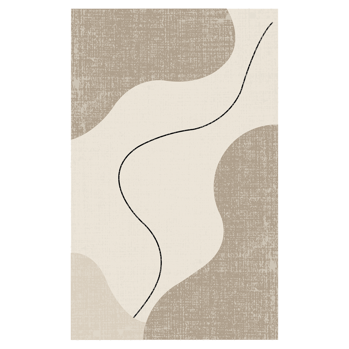 Ivory Abstract Curve Area Rug