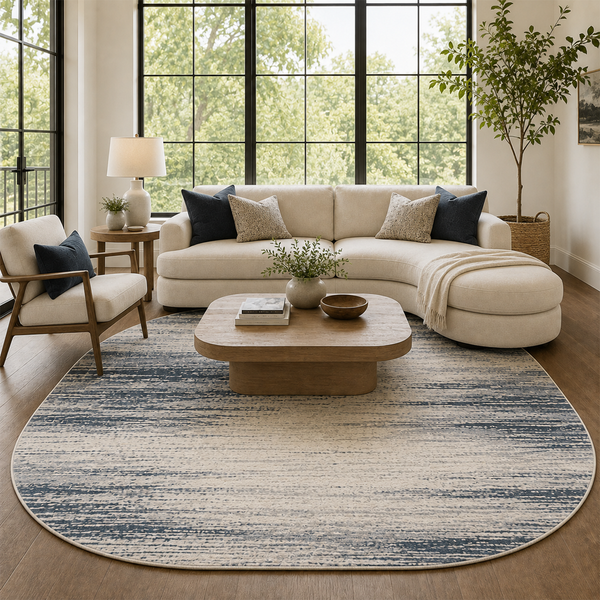 Coastal Blue Linear Rug