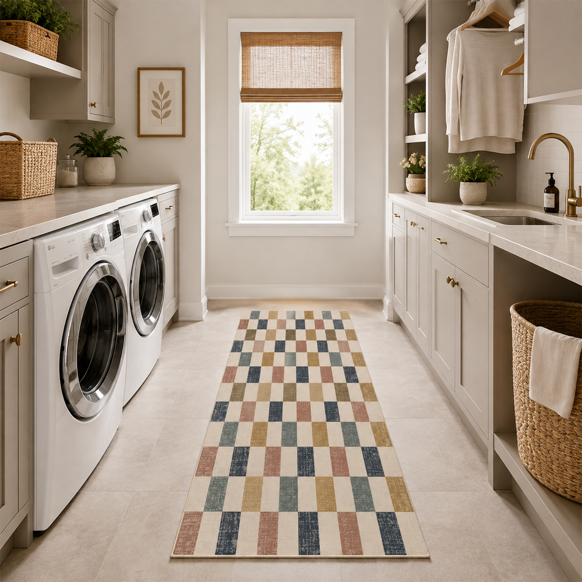 Multicolor Woven Checkerboard Rug