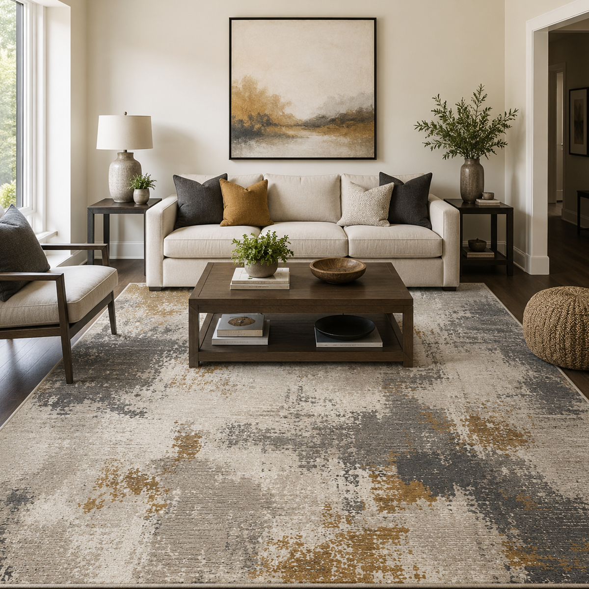 Ochre Stone Abstract Rug