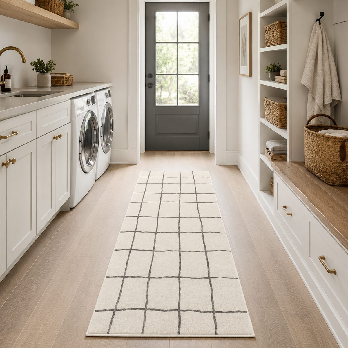Ivory Sketch Check Rug