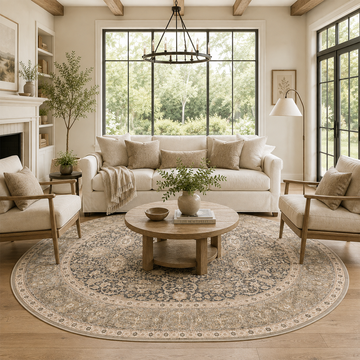 Distressed Charcoal Floral Rug