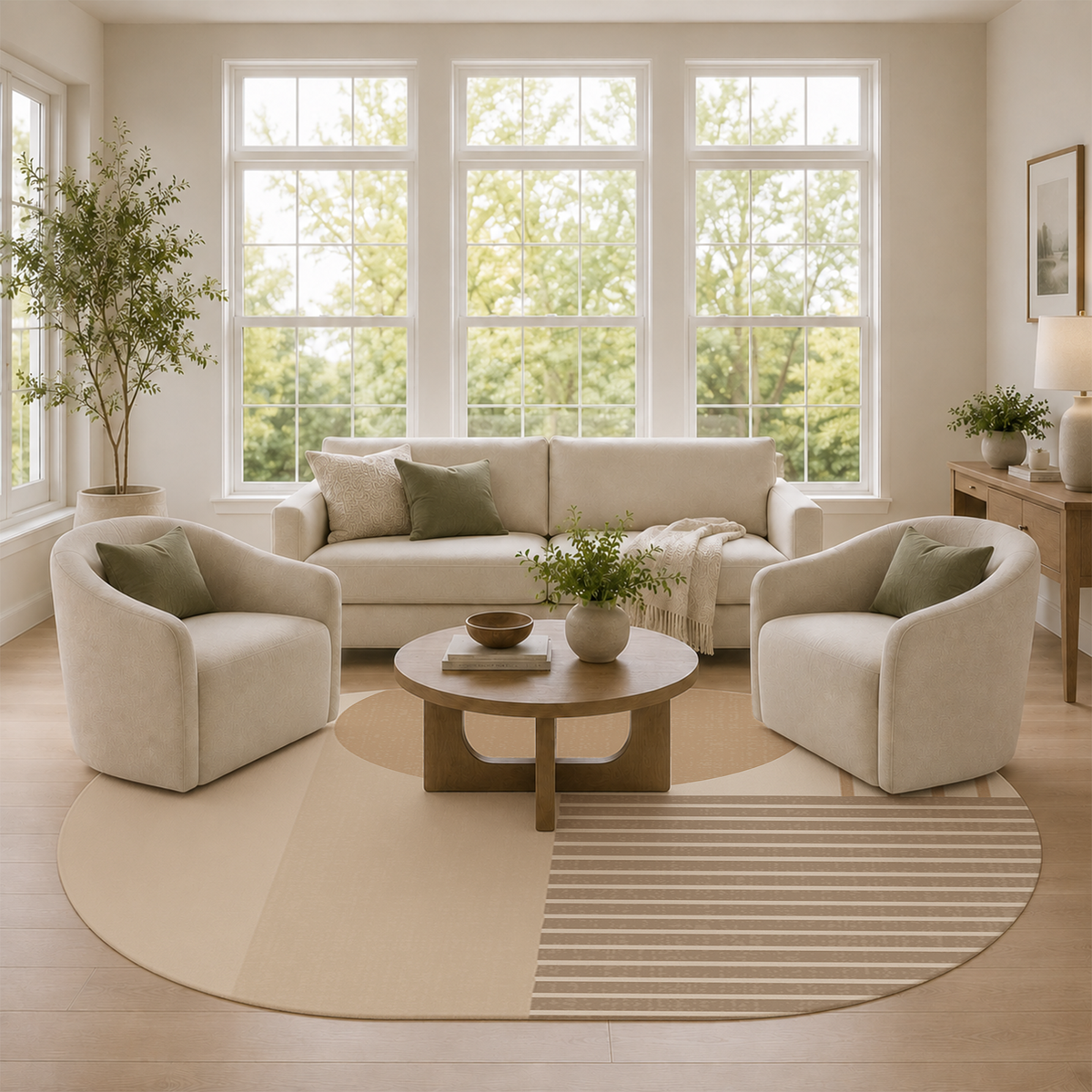 Sandstone Linear Geo Rug