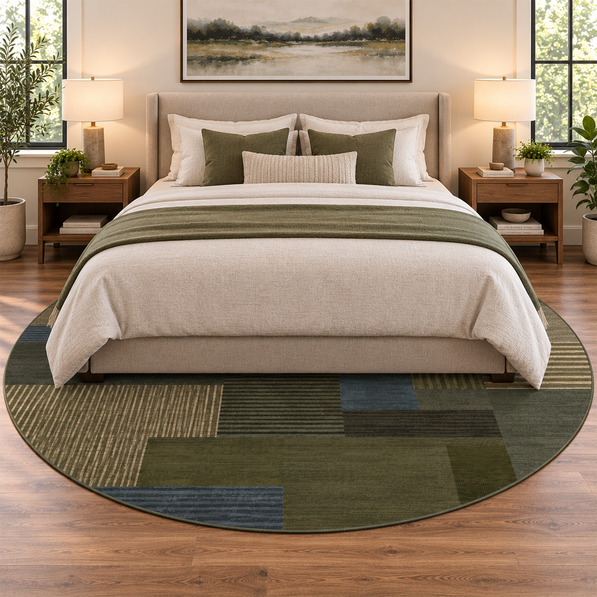 Forest Patchwork Geometric Rug