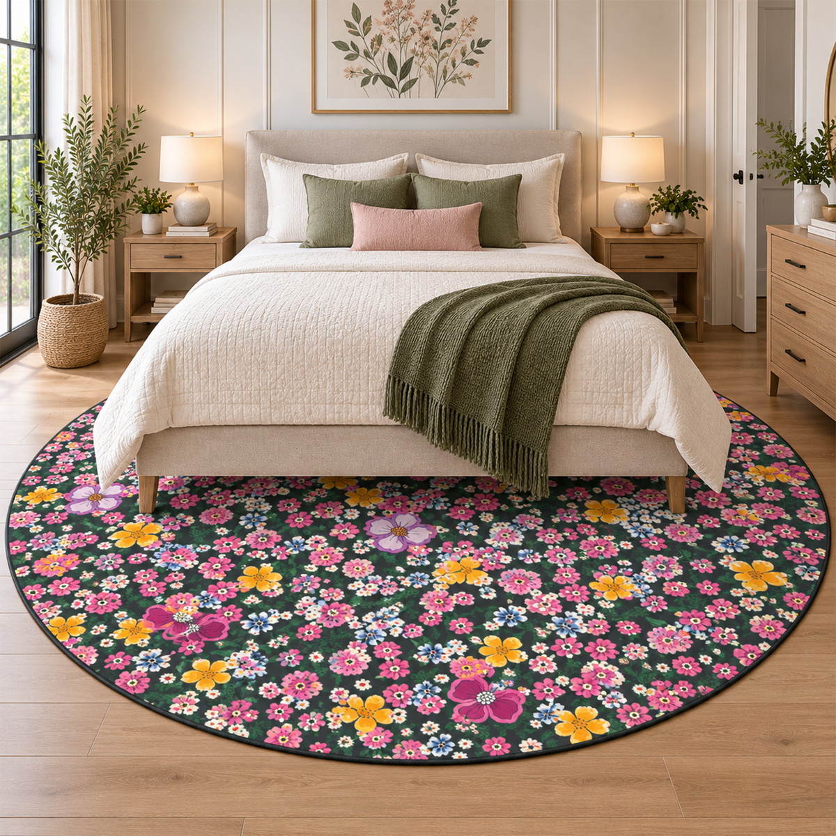 Midnight Blossom Garden Rug