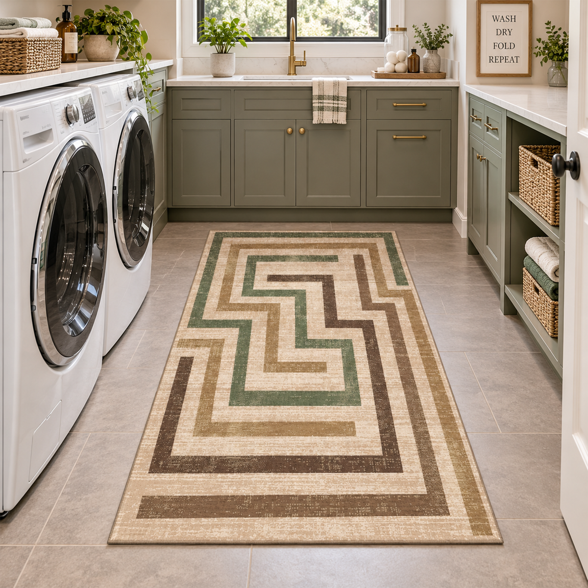 Evergreen Maze Path Rug