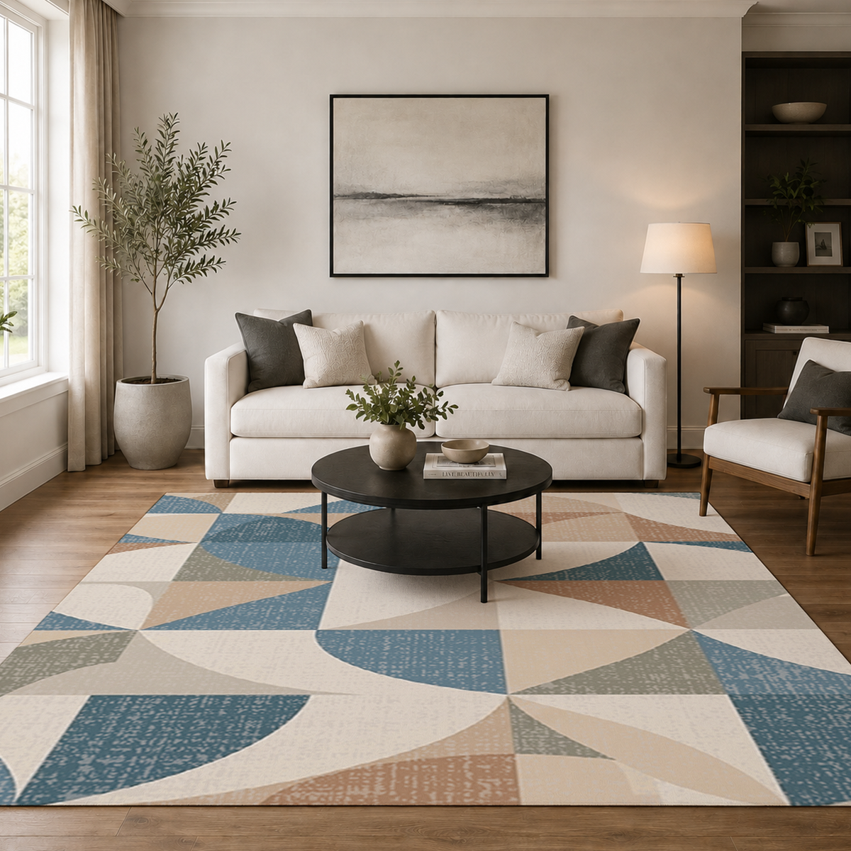 Geometric Arc Mosaic Rug