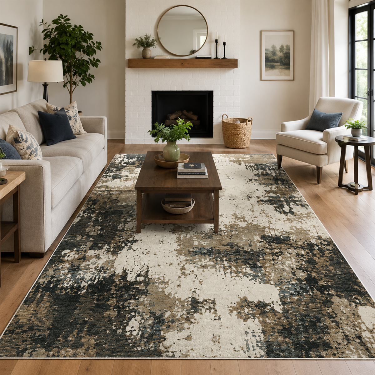 Charcoal Stone Abstract Rug