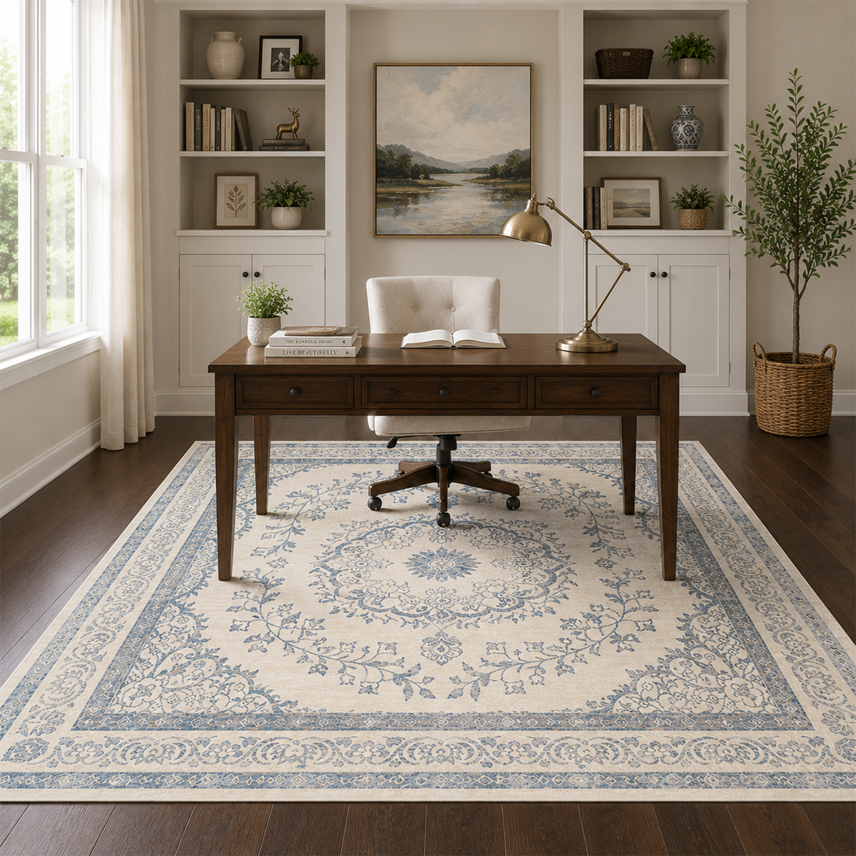 Porcelain Blue Floral Rug