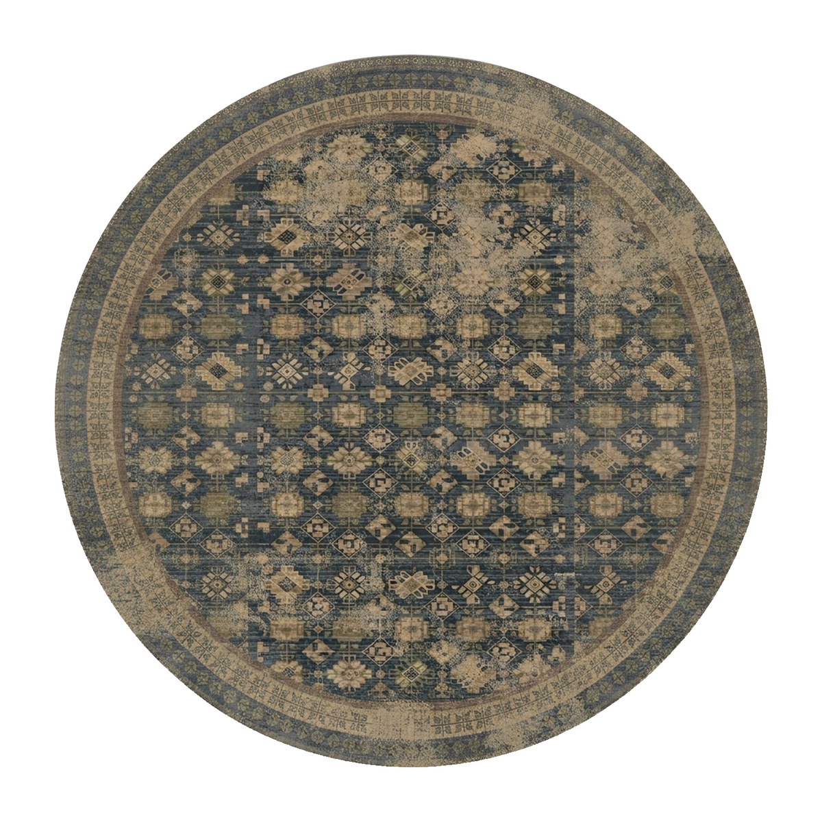 Distressed Navy Botanical Rug