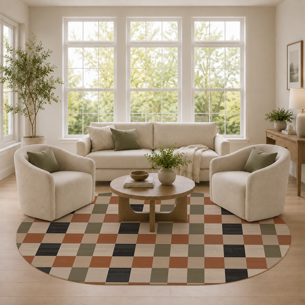 Checkerboard Grid Rug