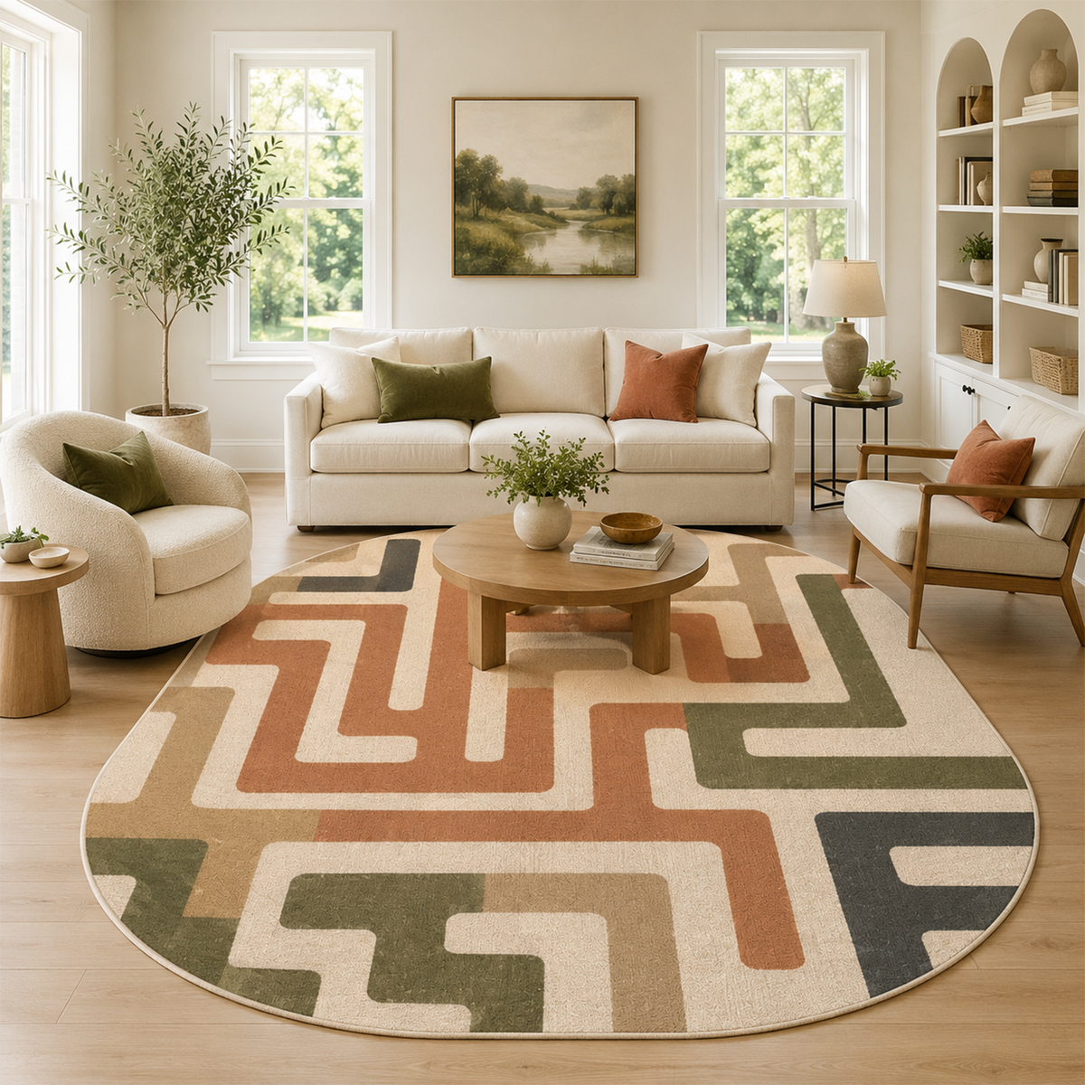Geometric Circuit Maze Rug