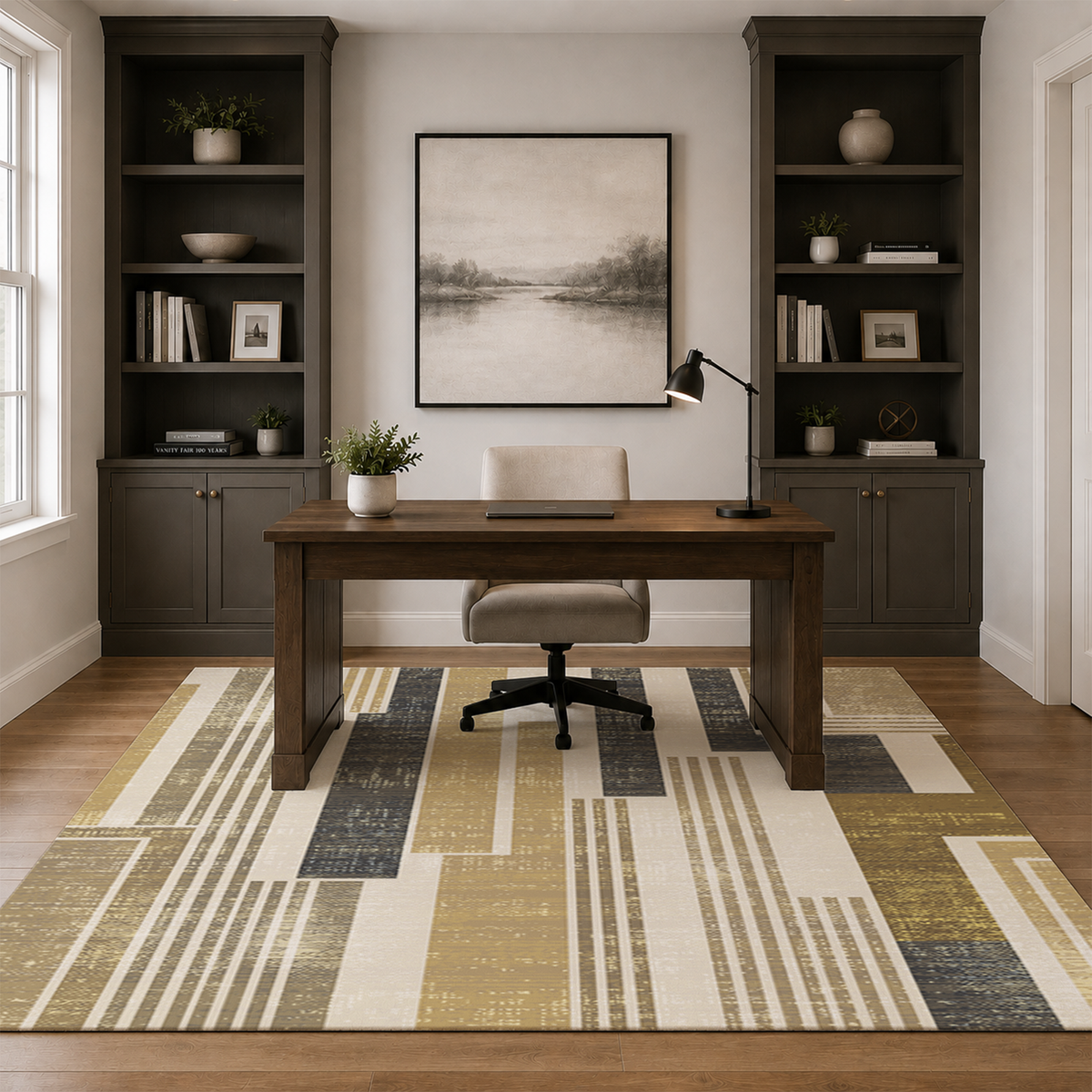 Golden Linear Geo Rug
