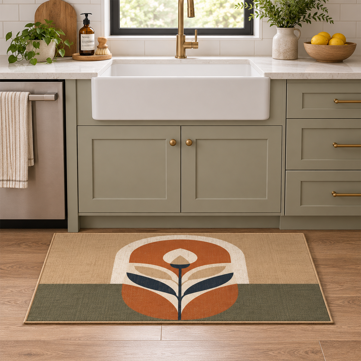 Retro Bloom Arch Rug