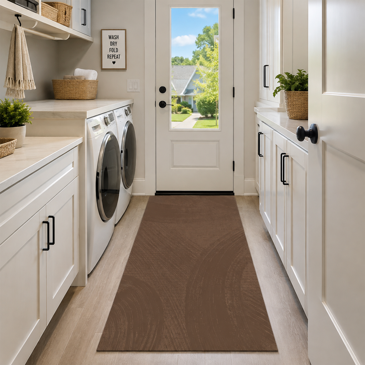Mocha Abstract Brushstroke Rug