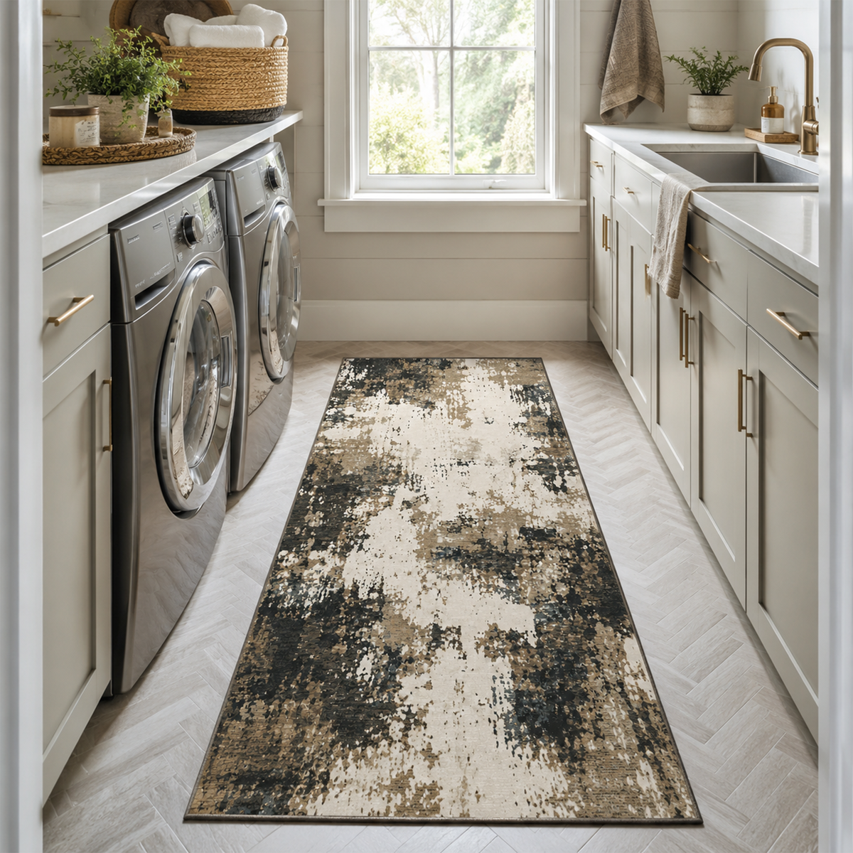 Charcoal Stone Abstract Rug