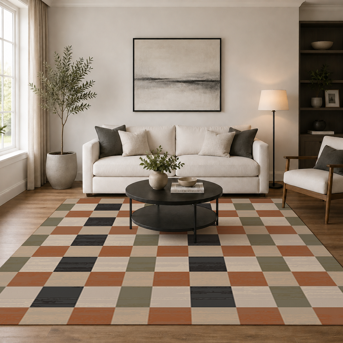 Checkerboard Grid Rug