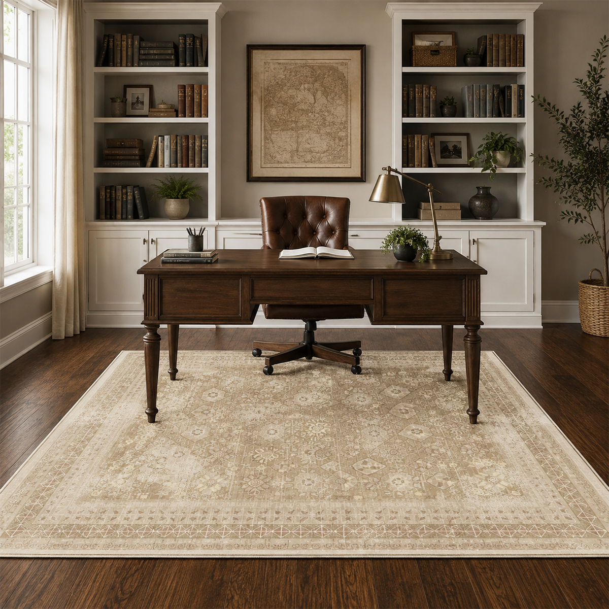 Faded Olive Tribal Diamond Rug
