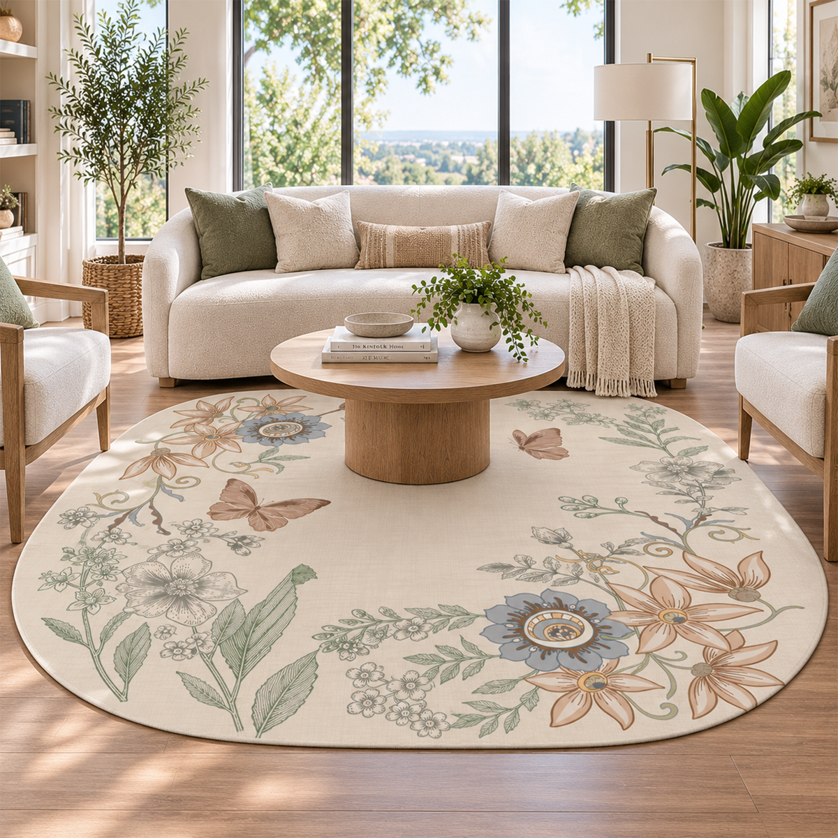 Vintage Botanical Butterfly Rug