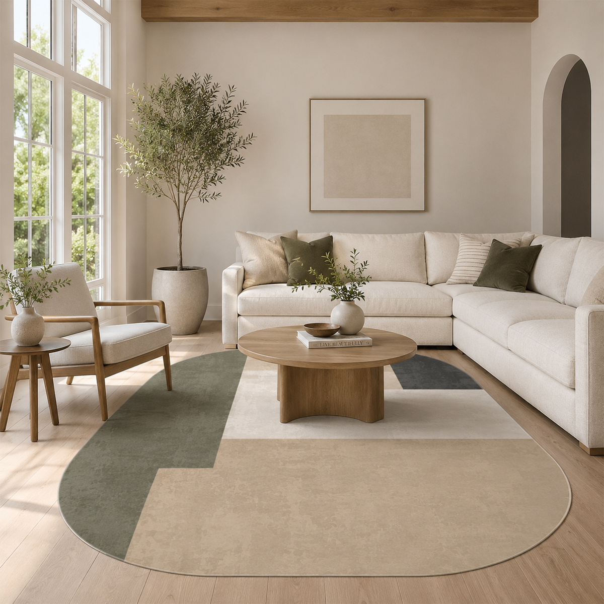 Textured Color Block Area Rug
