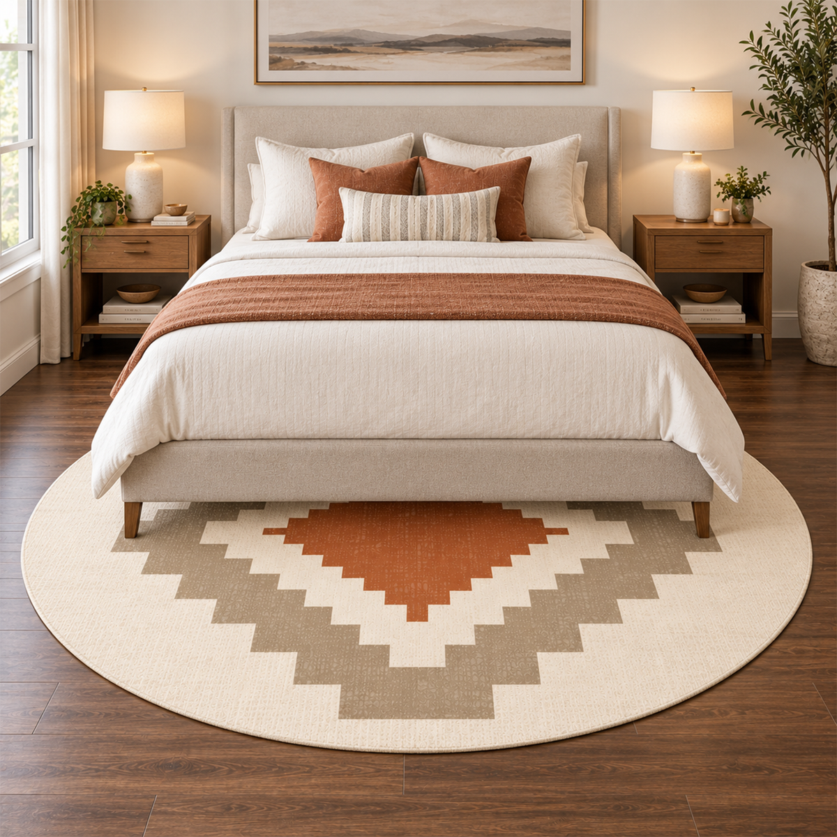 Terracotta Diamond Geo Rug