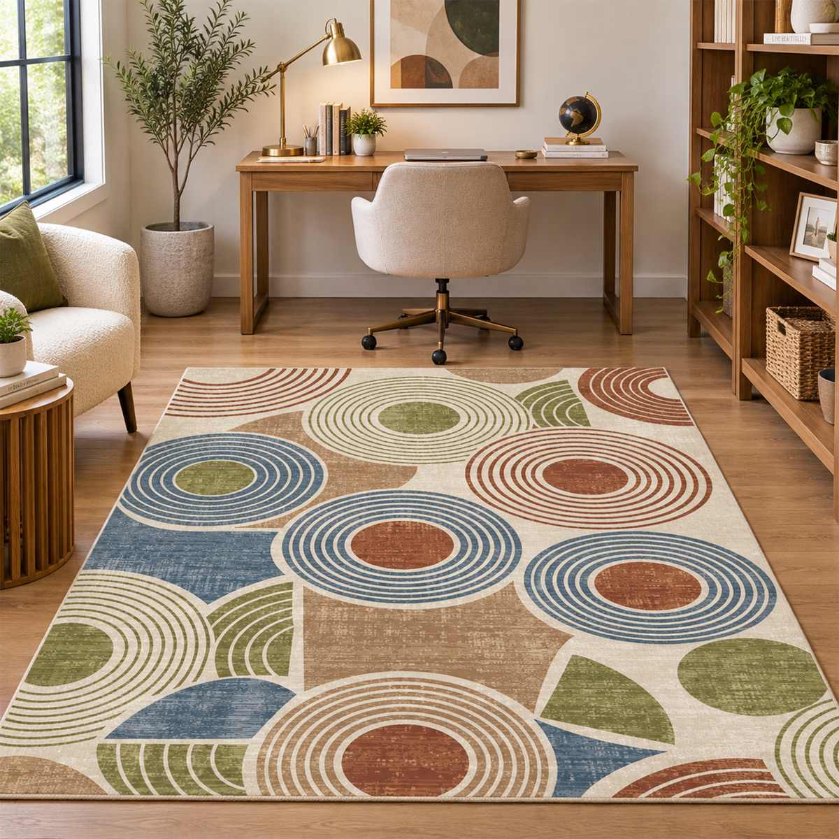 Retro Orbit Circle Rug