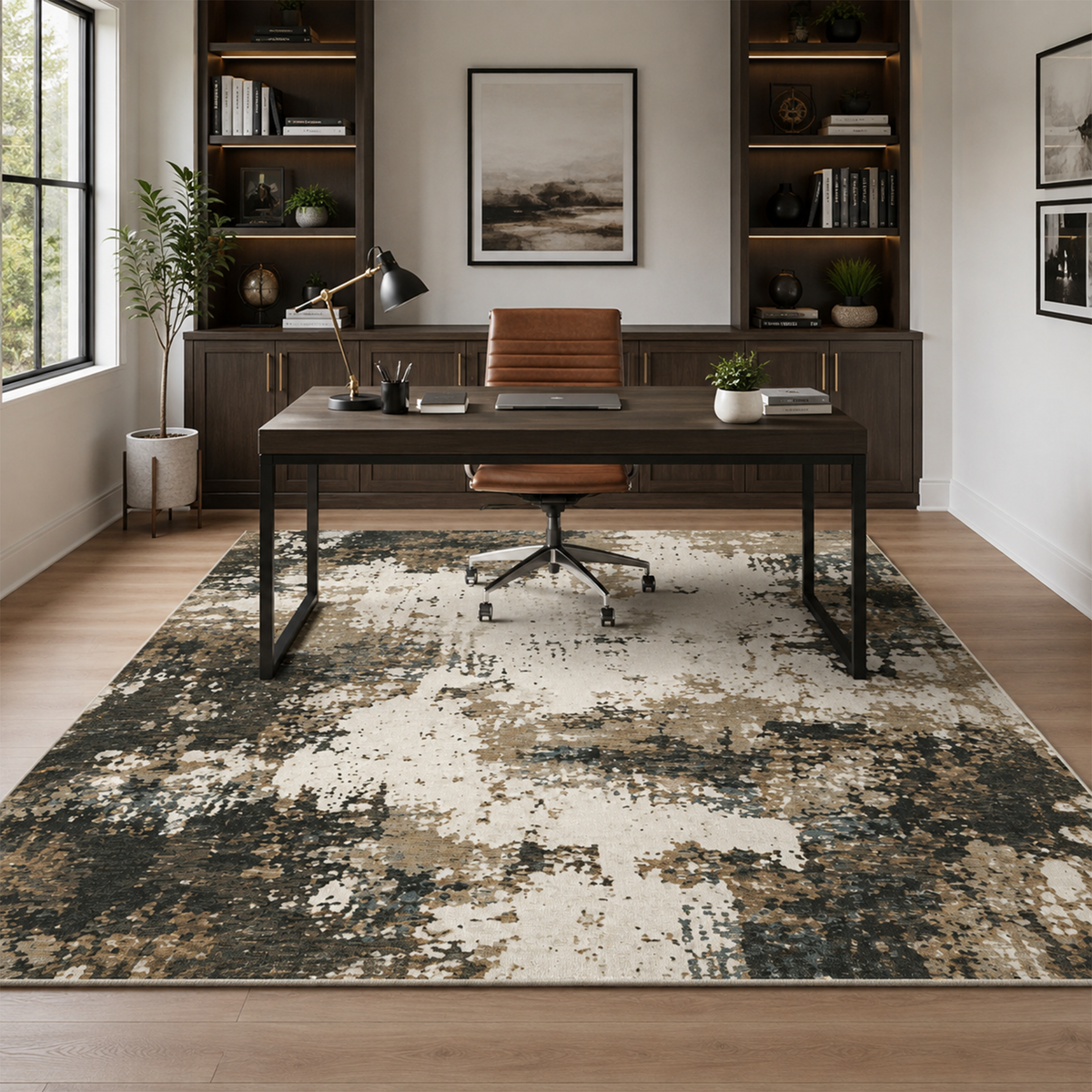 Charcoal Stone Abstract Rug