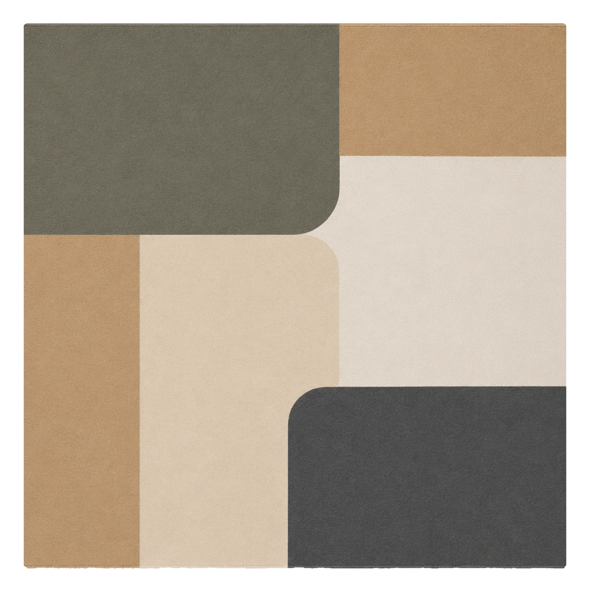 Modern Abstract Curved Color Block Area Rug
